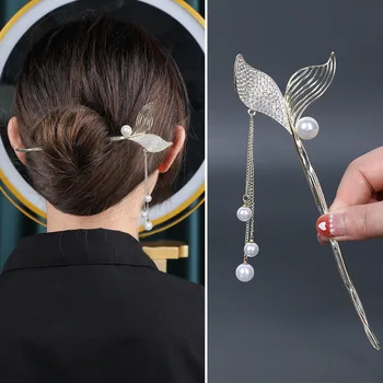 Yeni Kadın Balık Kuyruğu U Şekilli Rhinestone saç tokası Metal Saç Sopa Saç Klipleri Gelin Düğün Ziyafet saç aksesuarları Şapkalar