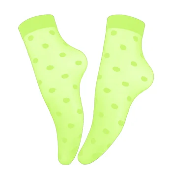 Neon Renk Kadın Çorap Yeşil Pembe Siyah Haki Polka Dot İpek Çorap Yaz Sıcak Moda Şeffaf Çorap Kısa İnce Anti-Kanca Çorap