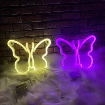 Kelebek işaretleri ışıkları duvar dekor için led ışık USB Powered romantik plastik dekoratif