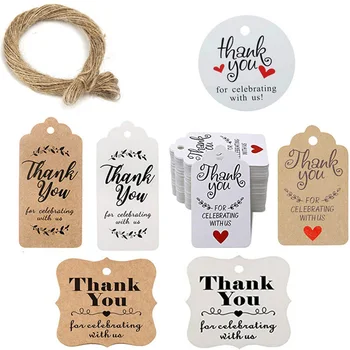 100 Adet Yuvarlak Kraft Kağıt Kutlama Hediye Etiketleri Pişirme Baskılı Etiketler El Yapımı Düğün Parti Dekorasyon Ambalaj Asmak Kağıt