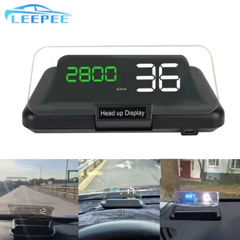 LEEPEE C500 Ayna HUD Cam Projektör Araba Head Up Display Oto Elektronik Su Sıcaklığı dev / dak voltaj Alarmı OBD2 Hız Göstergesi