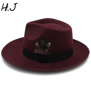 Moda Kadın fötr şapka Şapka Geniş Ağızlı Caz Panama Şapka Bayan Kraliçe Sombrero Fascinator Baba Şapka Punk Kemer Boyutu 58cm