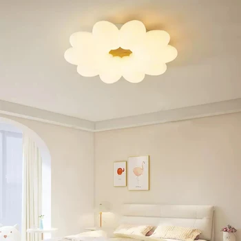 Krem Rüzgar Sıcak Tavan Lambası Basit Günlük Odası LED Tavan Aydınlatma Yaratıcı Çiçek Oturma Odası Yatak Odası çocuk Odası Armatürleri
