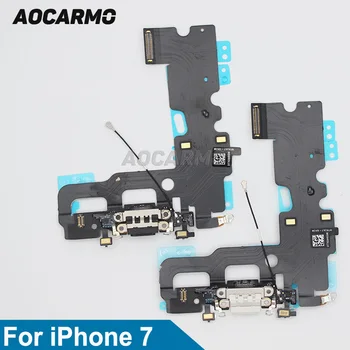 Aocarmo Beyaz/Siyah şarj standı Bağlantı Noktası Mikrofon Konektörü Flex Kablo Şerit iPhone 7 İçin