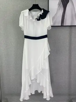 Yeni 2023 düzensiz ipek elbise 0515