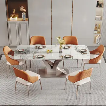 Parlak Kayrak Geri Çekilebilir yemek masası Ev Küçük Daire Modern Minimalist Dikdörtgen Katlanabilir Masa Ve Sandalye Kombinasyonu