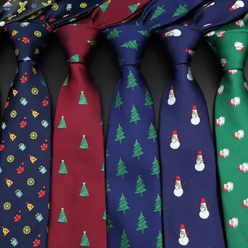 2020 Yeni Noel 7cm Kravat Kırmızı/Mavi/Yeşil Baskılı Noel Kravat Noel Baba Kar Tanesi Noel Ağacı Boyun Kravat Festivali Hediye İçin