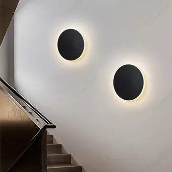 LED Dokunmatik Anahtarı Basit Yaratıcı Dairesel 20 cm Güneş Tutulması Duvar Lambası Başucu Koridor Merdiven Arka Plan Duvar Kapalı Lamba