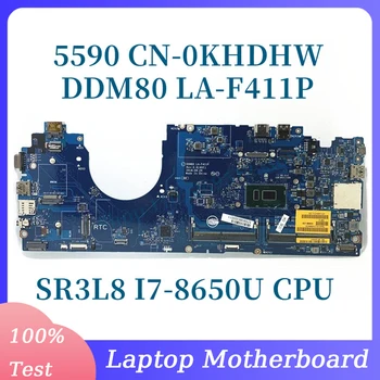 CN - 0KHDHW 0KHDHW KHDHW Anakart DDM80 LA-F411P DELL 5590 Laptop Anakart İçin SR3L8 I7-8650U CPU %100 % Tamamen İyi Çalışıyor