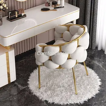 İskandinav Vanity Yemek Oturma Odası Sandalyeleri Kol Kanepe Kadife Modern Tembel Sandalye Salon Tasarımcısı Cadeiras De Jantar Ev Mobilyaları WKYZ