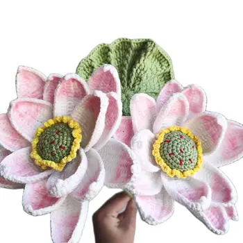 2 Dalları Pembe Örgü Lotus Güzel Yapay Çiçekler Dekorasyon Ev Düğün Parti Buket DIY yapay çiçekler