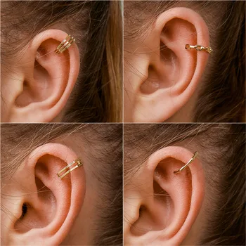 1 adet C şeklinde Kulak Kıkırdak Klip Küpe Kadınlar Kızlar için Sahte Piercing Earcuff Basit Geometrik Kulak Manşetleri Takı Hediyeler