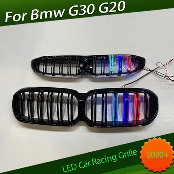 LED araba ızgarası siyah ışık ızgara modifiye ızgara araba dış aksesuarları için uygun BMW 5 serisi 3 serisi G30 G20 2020+
