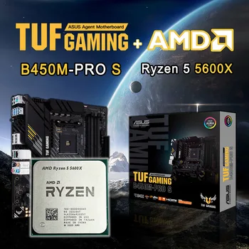 YENİ ASUS TUF OYUN B450M PRO S Anakart + AMD Ryzen 5 5600X R5 5600X CPU Takım Soket AM4 soğutucu olmadan