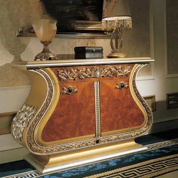 Fransız lüks altın ayakkabı dolabı Neoklasik mobilya Özel Avrupa katı ahşap salon dolabı sundurma dolabı
