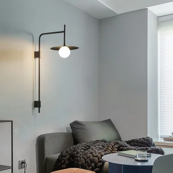 Iskandinav Modern led duvar lambaları hareketli Kol Siyah / Beyaz Duvar ışıkları yemek Odası Yatak Odası Başucu koridor kenara iç mekan aydınlatması