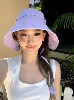 Yaz Katlanabilir Geniş Ağız Kova Kapaklar Kadınlar İçin UV Koruma Şerit Çabuk kuruyan güneş şapkası Bayan İçin Açık Plaj Güneşlik Şapkalar