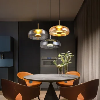 Modern altın kolye ışıkları yemek odası ev İskandinav tarzı kolye lambaları yeni cam gölge sanat bar lambası mutfak asılı lambalar