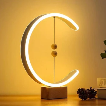 Manyetik Denge Ahşap Masa Lambası Manyetik USB Şarj Edilebilir Yatak Odası Başucu Atmosfer Gece ışık dekorasyonu Noel Hediyesi