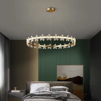Modern LED avize kristal yüzük avize iç mekan aydınlatması parlaklık Loft ışık oturma odası yatak odası için yuvarlak fikstür ışıkları