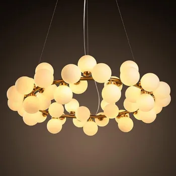 Post Modern İskandinav Loft Led altın cam küre sihirli fasulye G4 kolye lamba Dna moleküler kolye ışık oturma odası için ev mutfak