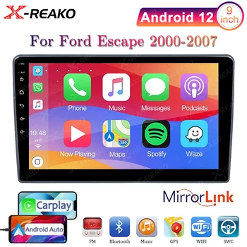 X-REAKO Android 12 Araba Radyo Autoradio 2 Din 9 İnç WİFİ GPS Araç Ses Carplay Multimedya Oynatıcı Ford Escape 2000-2007 İçin