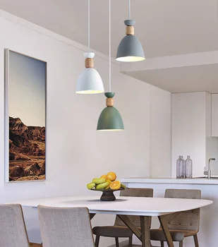 LED kolye lamba İskandinav kişilik mutfak renkli demir asılı lamba restoran ışık oturma odası yemek