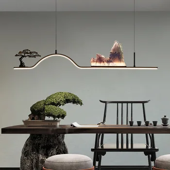 Modern Çin Tarzı LED kolye ışıkları ile Emaye Kaplama Featuring Manzara Boyama Yemek Odası Çay Dekor Aydınlatma için Ideal