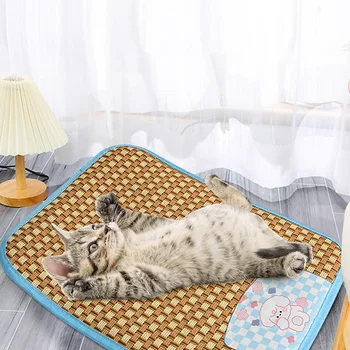 Yaz Soğutma köpek yatağı Çift taraflı Rattan Mat Kediler İçin Kaymaz Nefes Buz Fiziksel Uyku Pedi Pet Hoş Aksesuarları