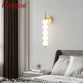 Hongcui Modern cam ışık Aplik LED 3 renk Yaratıcı Pirinç Altın duvar aydınlatma armatürü ev Oturma odası yatak odası dekoru