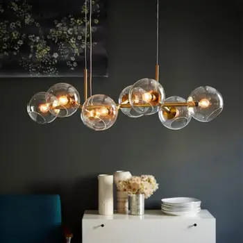 Temizle / konyak iskandinav Loft cam küre kolye ışıkları yaratıcı molekül tasarım Winehouse oturma odası mutfak Bar E14 asılı ışık