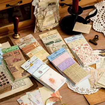 Kart Sevgilisi 60 Adet Favori Zaman Serisi Vintage Günlüğü Malzeme Kağıt Scrapbooking Hafif Kağıt Günlük Kiti Karalama Defteri Çıkartmaları