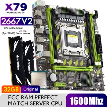 Atermiter X79 Anakart XEON E5 2667 V2 2 * 16GB = 32GB DDR3 1600 REG ECC RAM Bellek Combo Kiti Seti NVME SATA Sunucu
