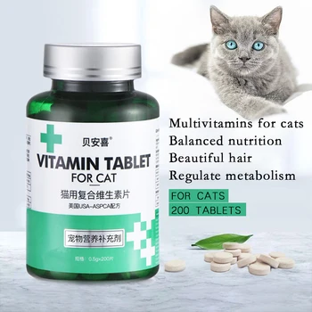 evcil kediler için 200 tablet multi-vitamin takviyesi