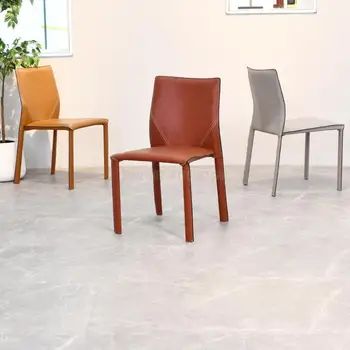 Iskandinav Tarzı Eyer deri sandalye Ev İtalyan Tarzı Minimalist Küçük Daire Yemek sandalyesi Arkalığı ile Modern Basit