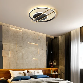 Yatak odası lambası ışık lüks İskandinav led geometrik tavan lambası basit modern çalışma odası lamba altın siyah lamba