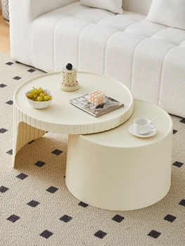 İskandinav Yuvarlak Sehpa Plastik Tasarım Kombinasyonu oturma odası kanepeleri Yan Sehpa Balkon Katlanır Küçük çay masası Mobilya