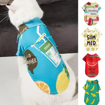Köpek Kısa Kollu Gömlek Kıyafet Pet Gömlek Yaka Yaka Çiçek Desen Tek Göğüslü Pet Yaz için