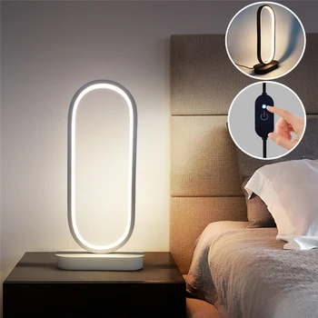 1 Adet Nordic taşınabilir LED kısılabilir masa lambası ev yatak odası başucu Oval dokunmatik gece lambası