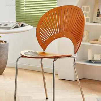 İskandinav tarzı ışık lüks Retro yemek Sandalyesi ev basit kabuk sandalye şezlong Ins tasarımcı arkalığı sandalye
