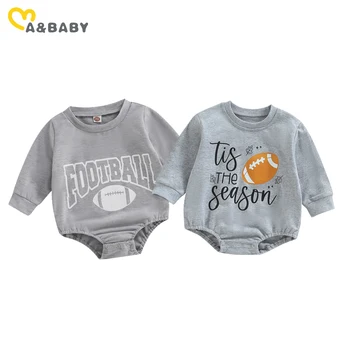 ma ve bebek 0-24M Bebek Yenidoğan Erkek Bebek Kız Romper Rugby Baskı Uzun Kollu Tulum Rahat Sonbahar Bahar Giyim