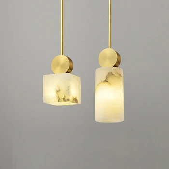 Iskandinav mermer kolye lamba lüks metal bakır yaratıcı yatak odası başucu hanglamp yeni Çin tarzı yemek odası mutfak armatürleri