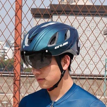 Nefes bisiklet kaskı Bisiklet kask arka ışık ile manyetik gözlük MTB bisiklet erkekler açık spor Ultralight güvenli kap