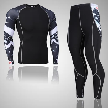 Sıkıştırma spor elbise 4xl Tayt T-shirt erkek Spor Seti termal iç çamaşır erkek Koşu Takım elbise markası 2023 MMA Döküntü Bekçi