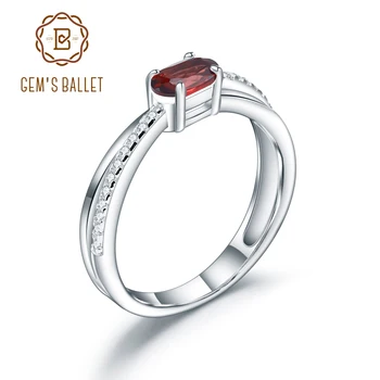 GEM'S BALE Doğal Kırmızı Garnet Yüzükler Kadınlar için Gerçek 925 Ayar Gümüş Taş Yüzük Birthstone Kız Hediye Toptan Takı