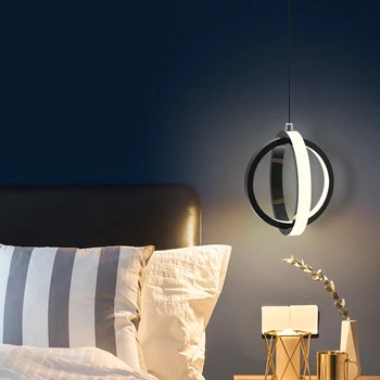 Modern Tasarımcı LED kolye ışıkları çift yüzük yaratıcı asılı lamba başucu yatak odası Cafe çalışma Ev Dekor aydınlatma armatürleri