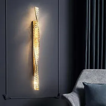 Başucu kısılabilir led duvar Lambası Lüks Parlaklık Kristal Duvar Aplikleri Düzensiz Altın Çelik Sofaside Monte Lamba Kapalı aydınlatma armatürü