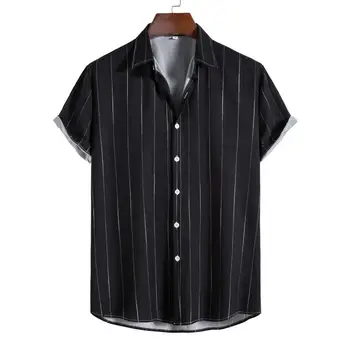 Hırka Şık Hafif Turn-aşağı Yaka Yaz Gömlek 5 Boyutları Erkek Üstleri Şerit günlük kıyafetler