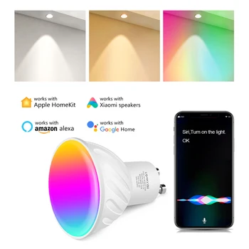 Homekit App Akıllı Lambalar GU10 WİFİ LED Ampul Siri Ses Kontrolü RGB Akıllı Ev Ev Sihirli Ampul Uyumlu Apple IOS Android