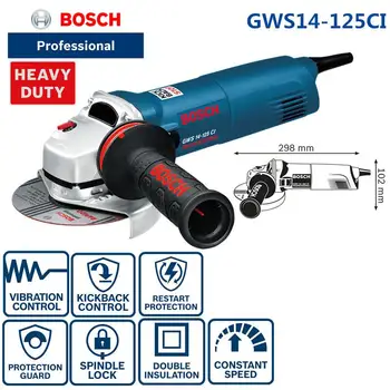 Bosch GWS 14-125CI Açılı Taşlama GWS 14-150CI Amortisör Kolu Metal Taşlama Kesme 1400W Profesyonel Elektrikli El Aletleri